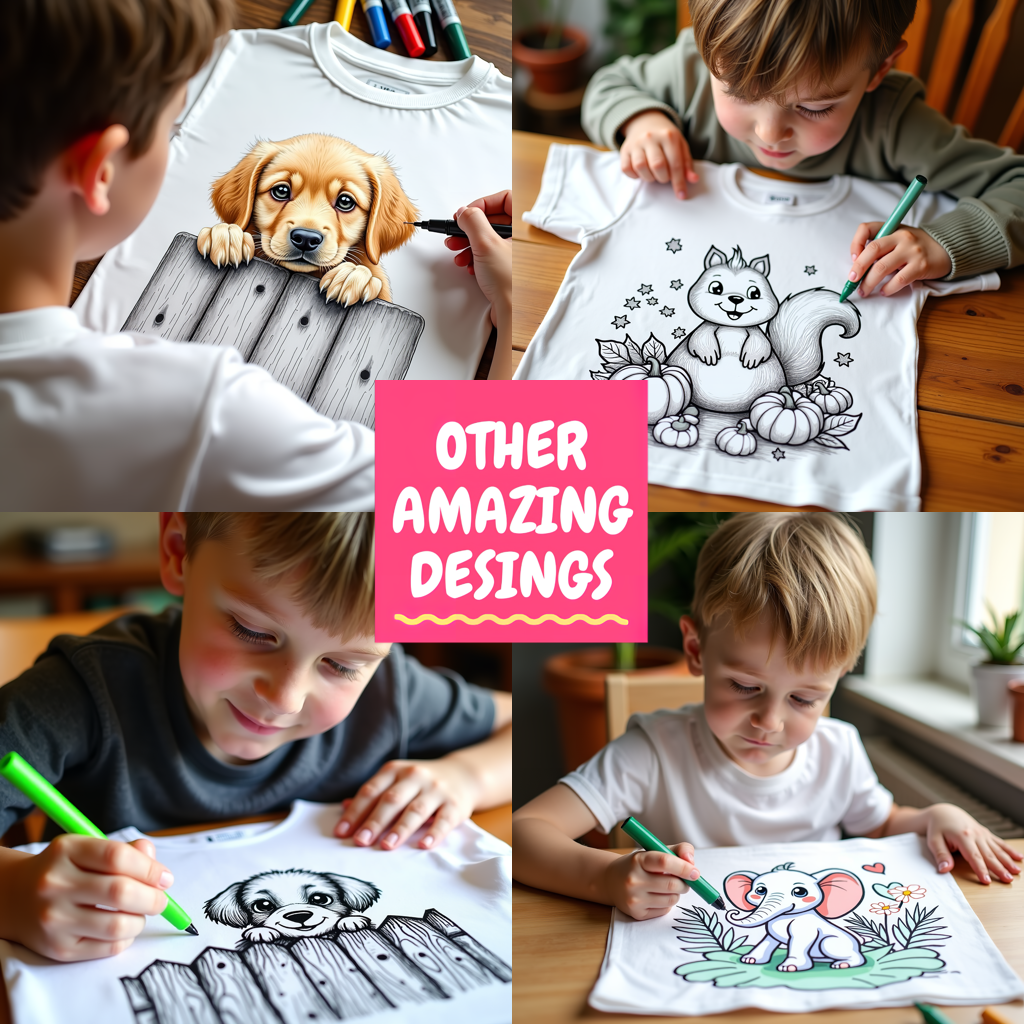 Kid's T-shirt Coloring Kit with 10 Fabric Markers - Golden Retriever