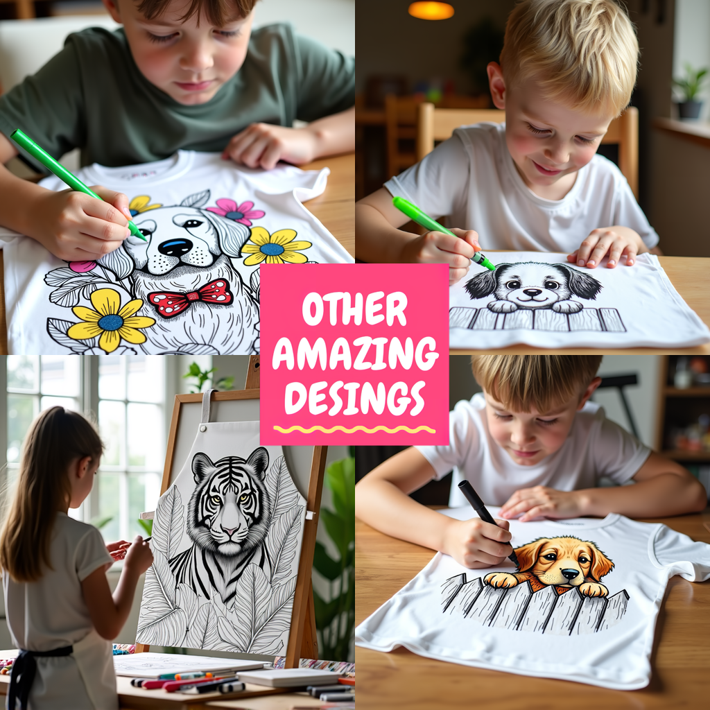 Kid's T-shirt Coloring Kit with 10 Fabric Markers - Golden Retriever