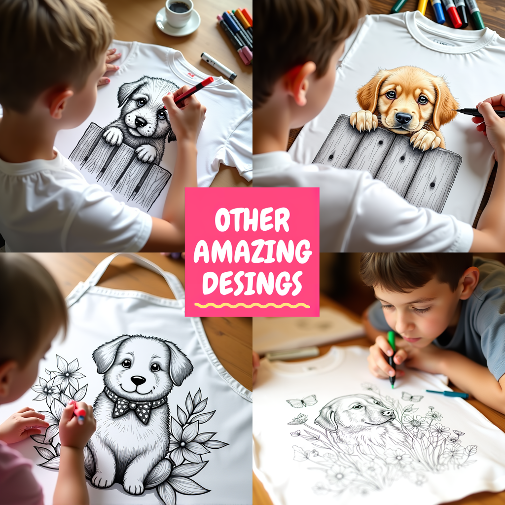 Adult Sweatshirt Coloring Kit with 10 Fabric Markers - Puppy