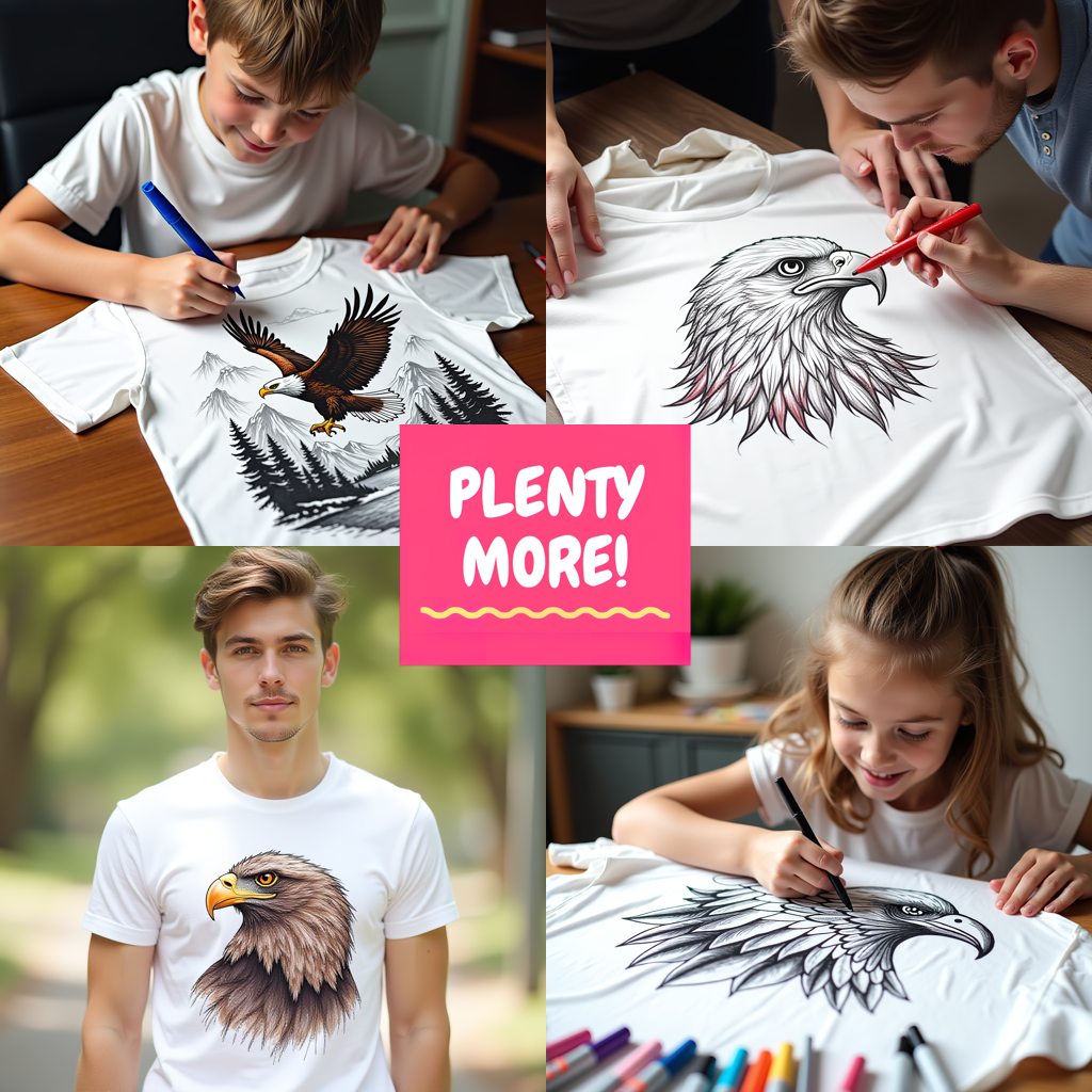 Unisex T-shirt Coloring Kit with 10 Fabric Markers - Eagle