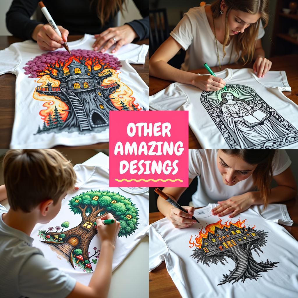 Kid's T-shirt Coloring Kit with 10 Fabric Markers - Abstract Portrait