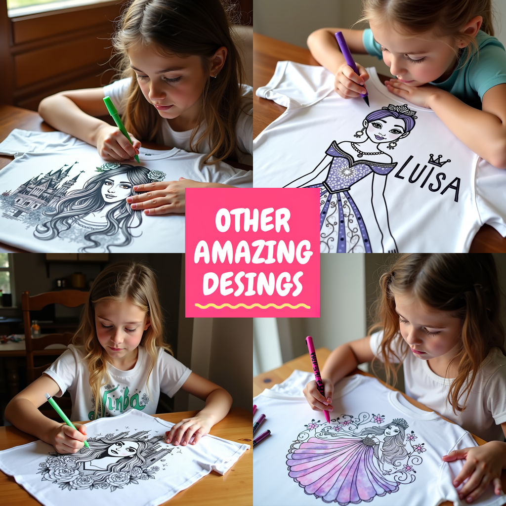 Women's T-shirt Coloring Kit with 10 Fabric Markers - Princess Portrait