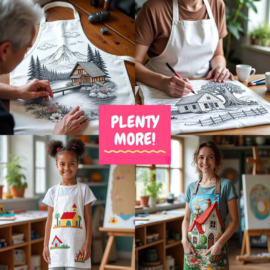 Apron Coloring Kit with 10 Fabric Markers - Japanese Pagoda