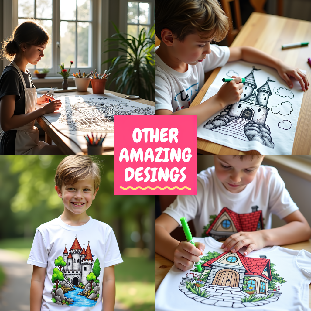 Unisex T-shirt Coloring Kit with 10 Fabric Markers - Pagoda