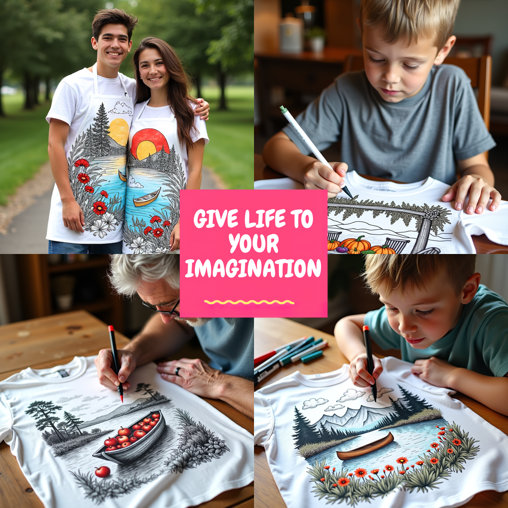 Unisex T-shirt Coloring Kit with 10 Fabric Markers - Countryside