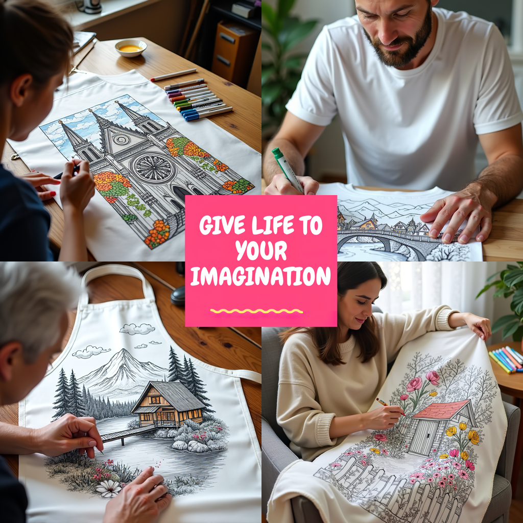 Indoor Wall Tapestries Coloring Kit with 10 Fabric Markers - Big Ben