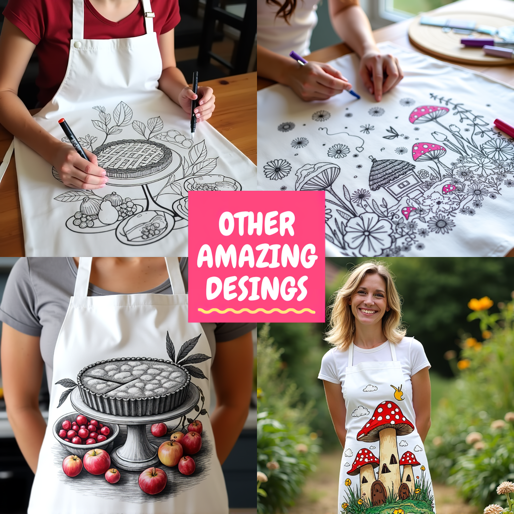 Apron Coloring Kit with 10 Fabric Markers - Mushroom House