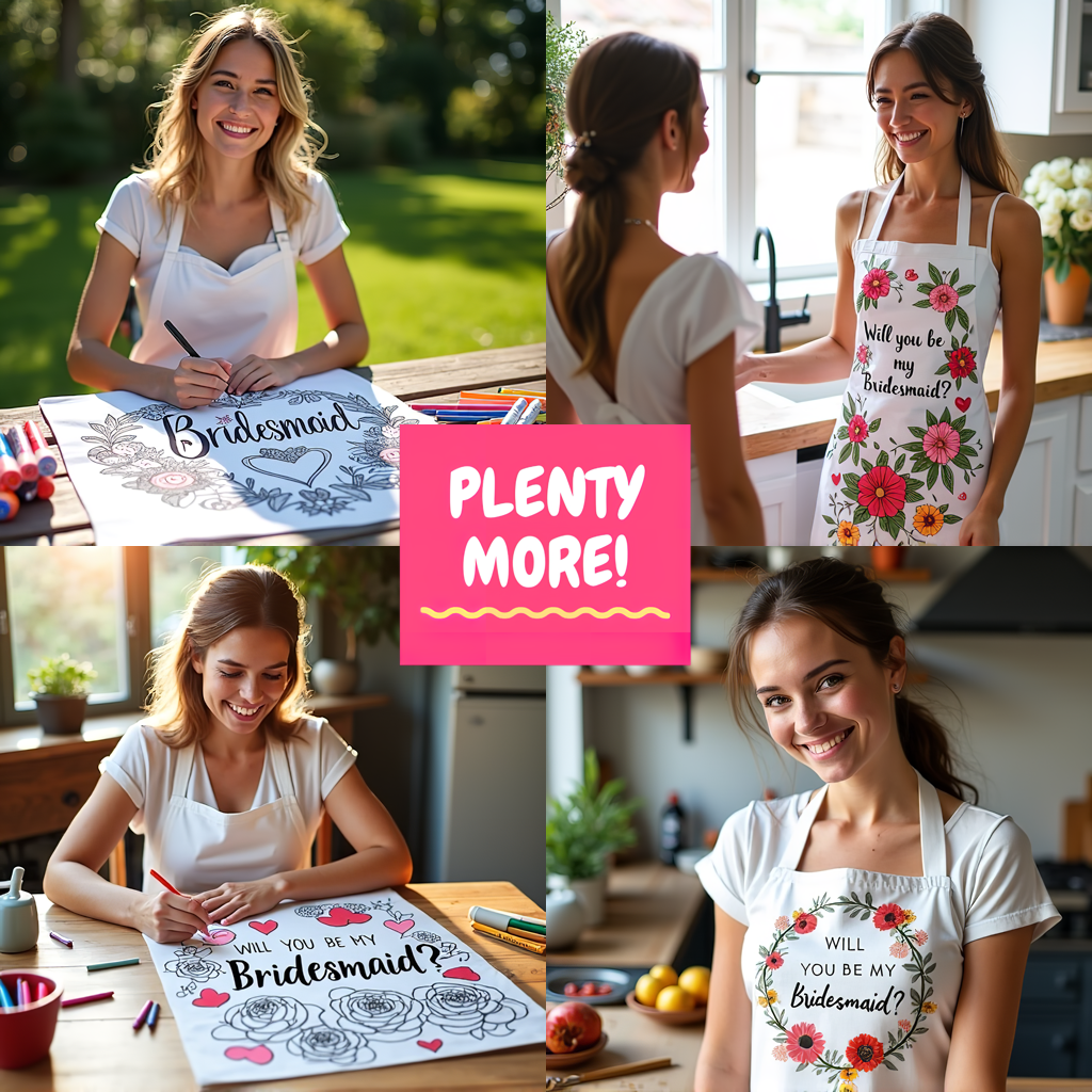 Apron Coloring Kit with 10 Fabric Markers - Bridesmaid