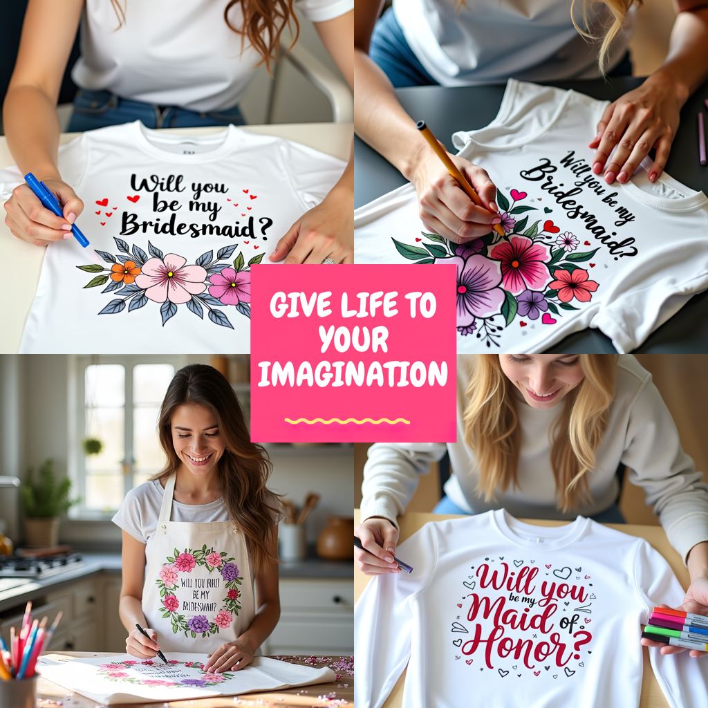 Unisex T-shirt Coloring Kit with 10 Fabric Markers - Bridesmaid