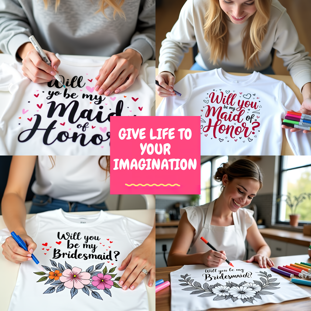 Adult Sweatshirt Coloring Kit with 10 Fabric Markers - Bridesmaid