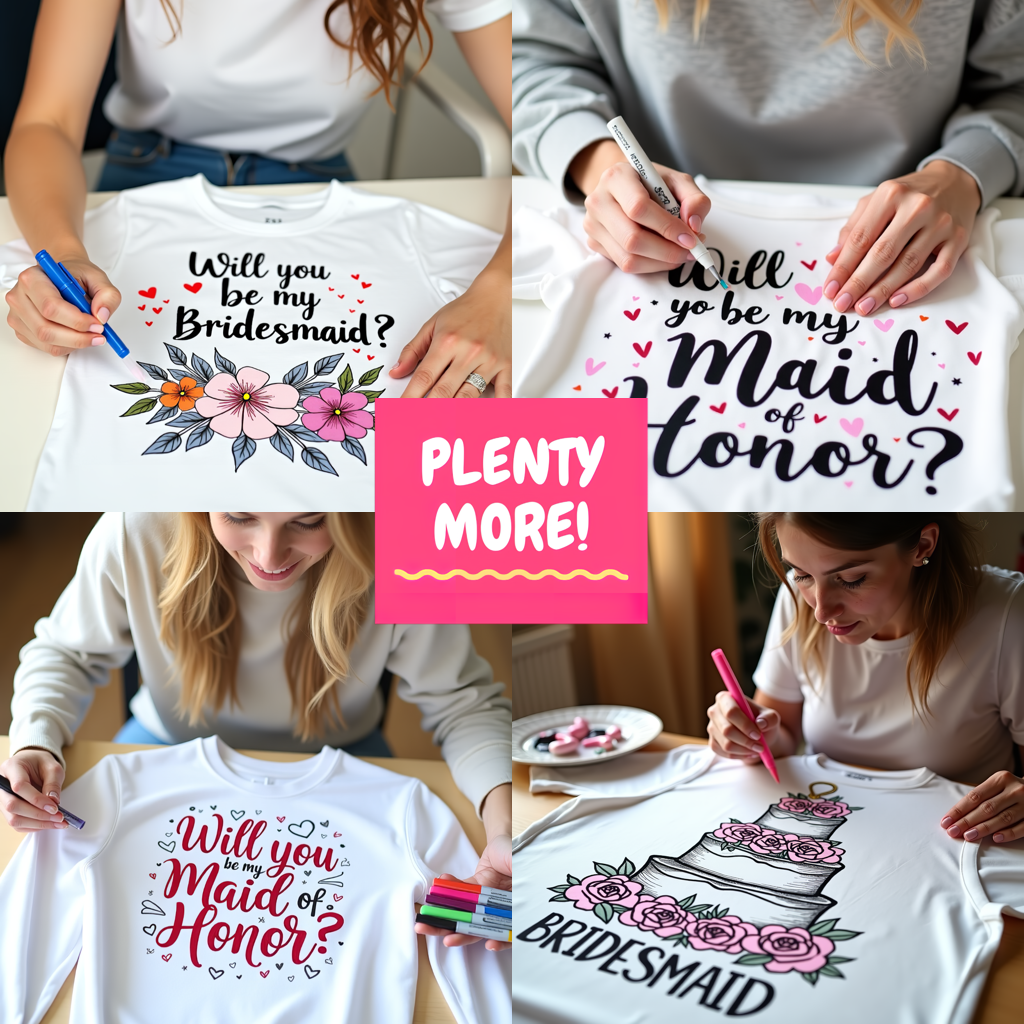 Women's T-shirt Coloring Kit with 10 Fabric Markers - Bridesmaid