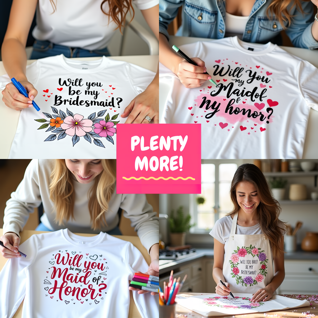 Kid's T-shirt Coloring Kit with 10 Fabric Markers - Bridesmaid Proposal