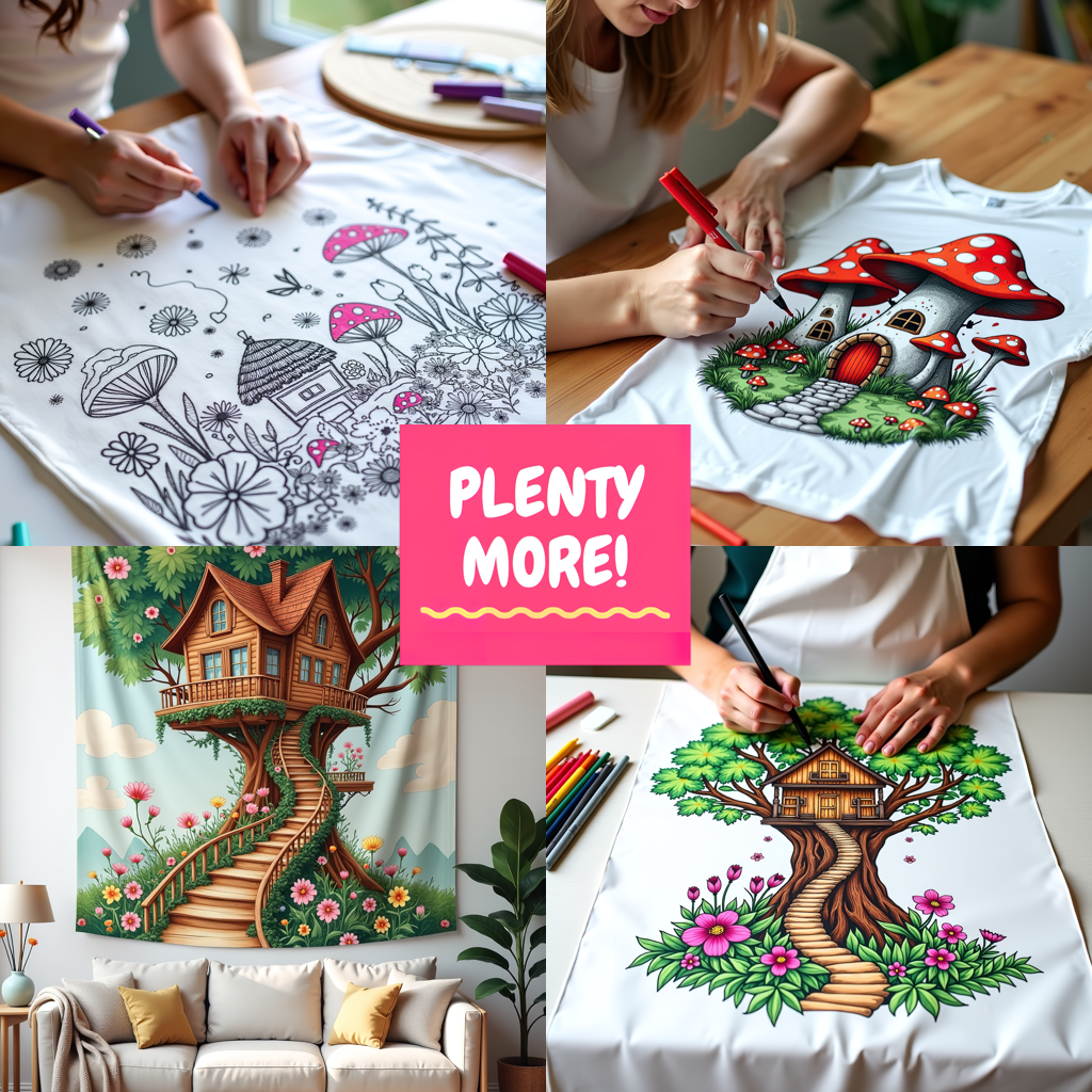 FREE Coloring Page - Whimsical Mushroom House with Detailed Foliage Download