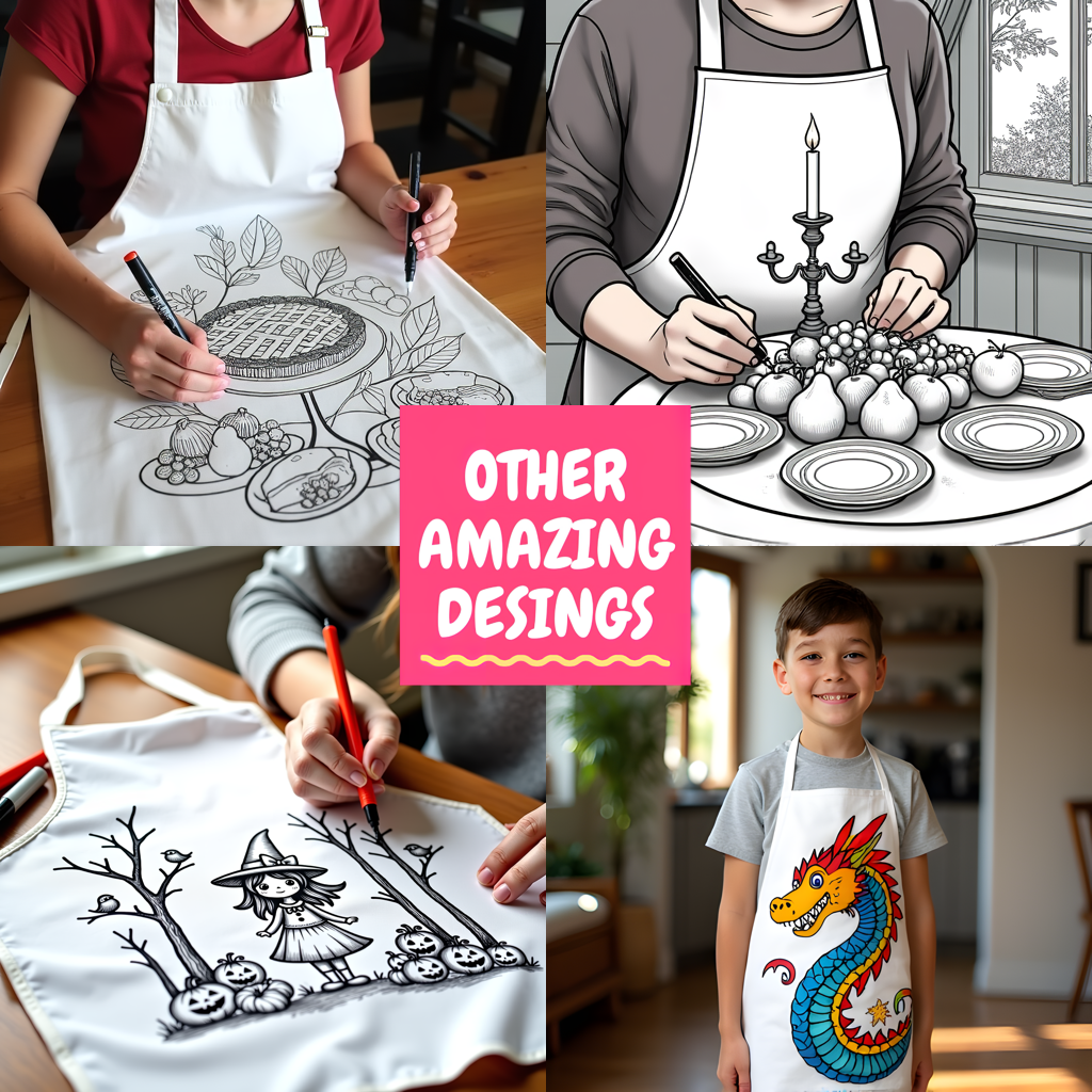 Apron Coloring Kit with 10 Fabric Markers - Intricate Design