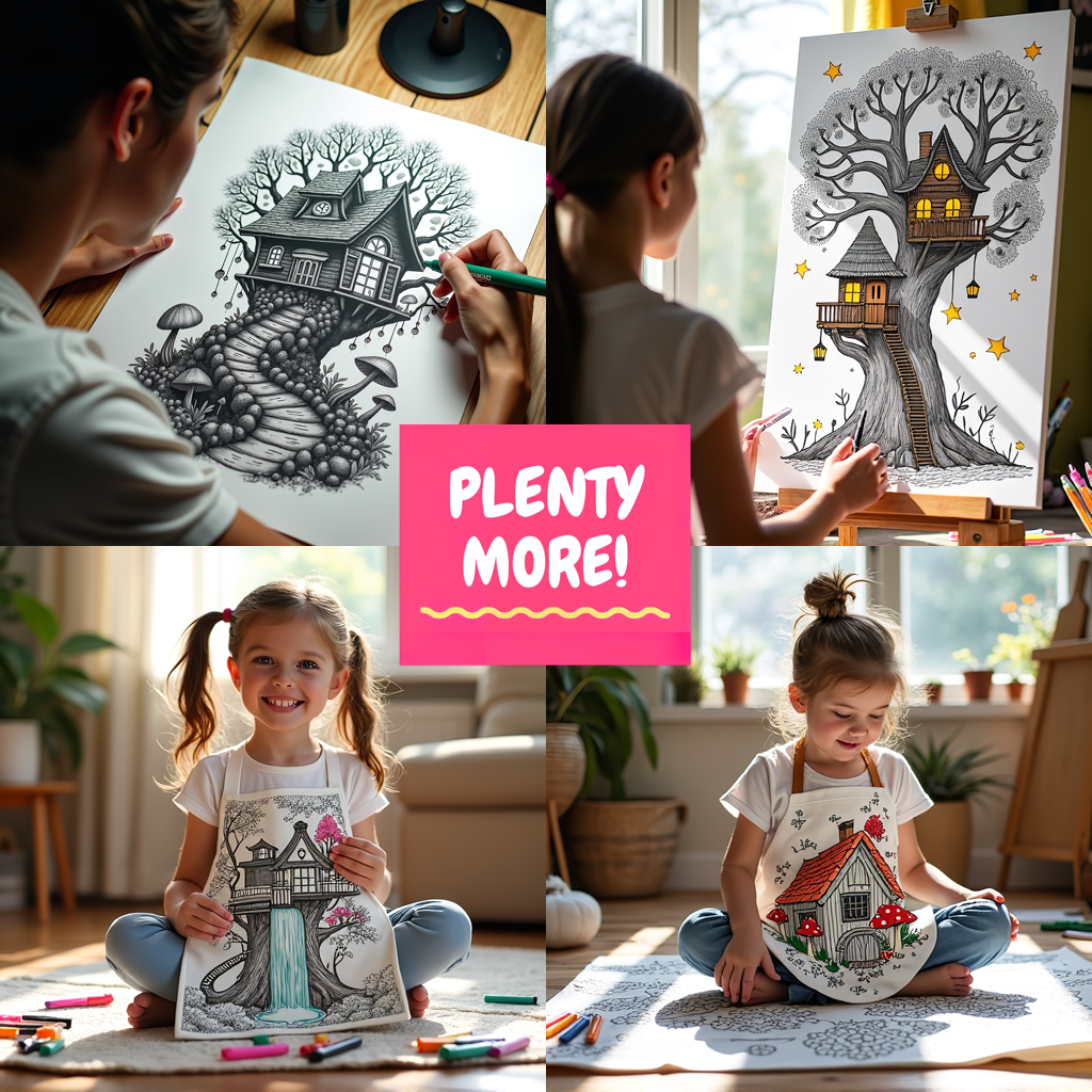 FREE Treehouse Coloring Page - Detailed Black and White Illustration - Printable Download
