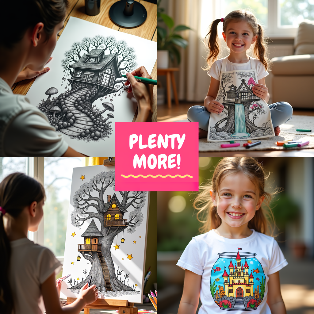Apron Coloring Kit with 10 Fabric Markers - Fantasy Treehouse