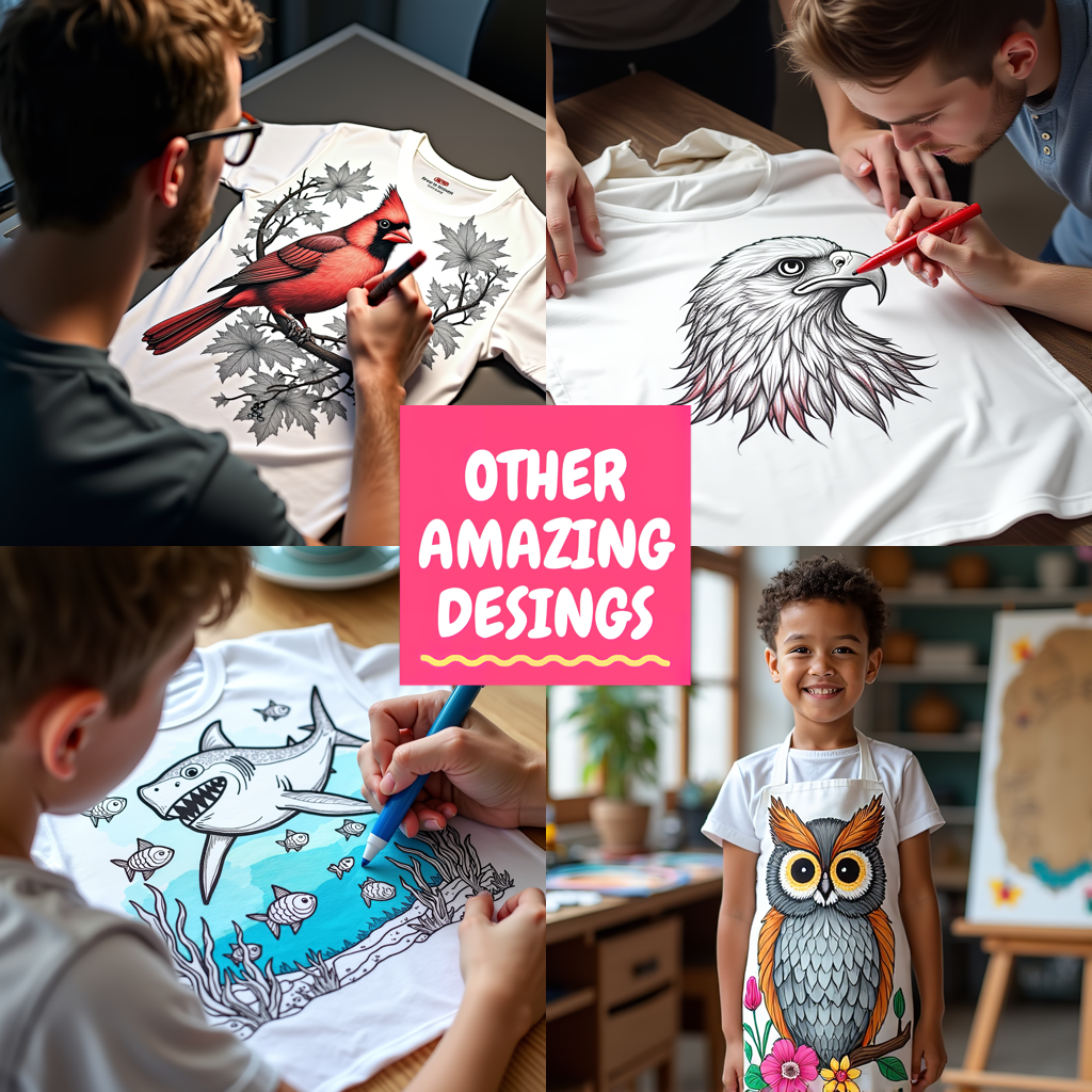 Unisex T-shirt Coloring Kit with 10 Fabric Markers - Flamingos