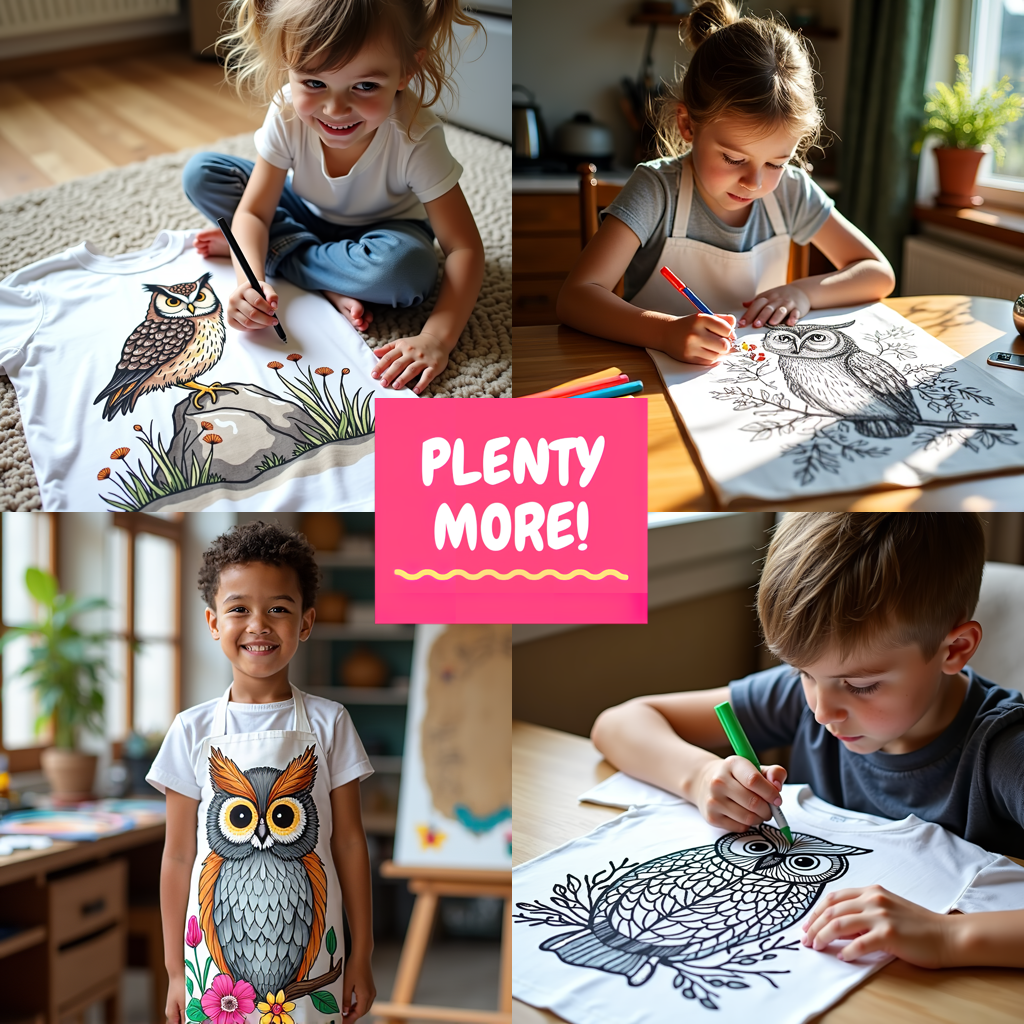 Unisex T-shirt Coloring Kit with 10 Fabric Markers - Owl