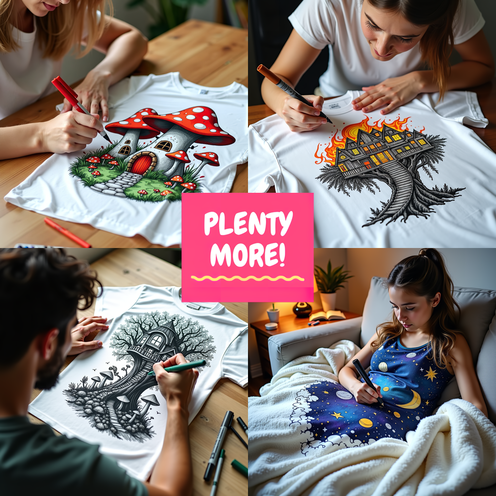 Unisex T-shirt Coloring Kit with 10 Fabric Markers - Floral Mandala