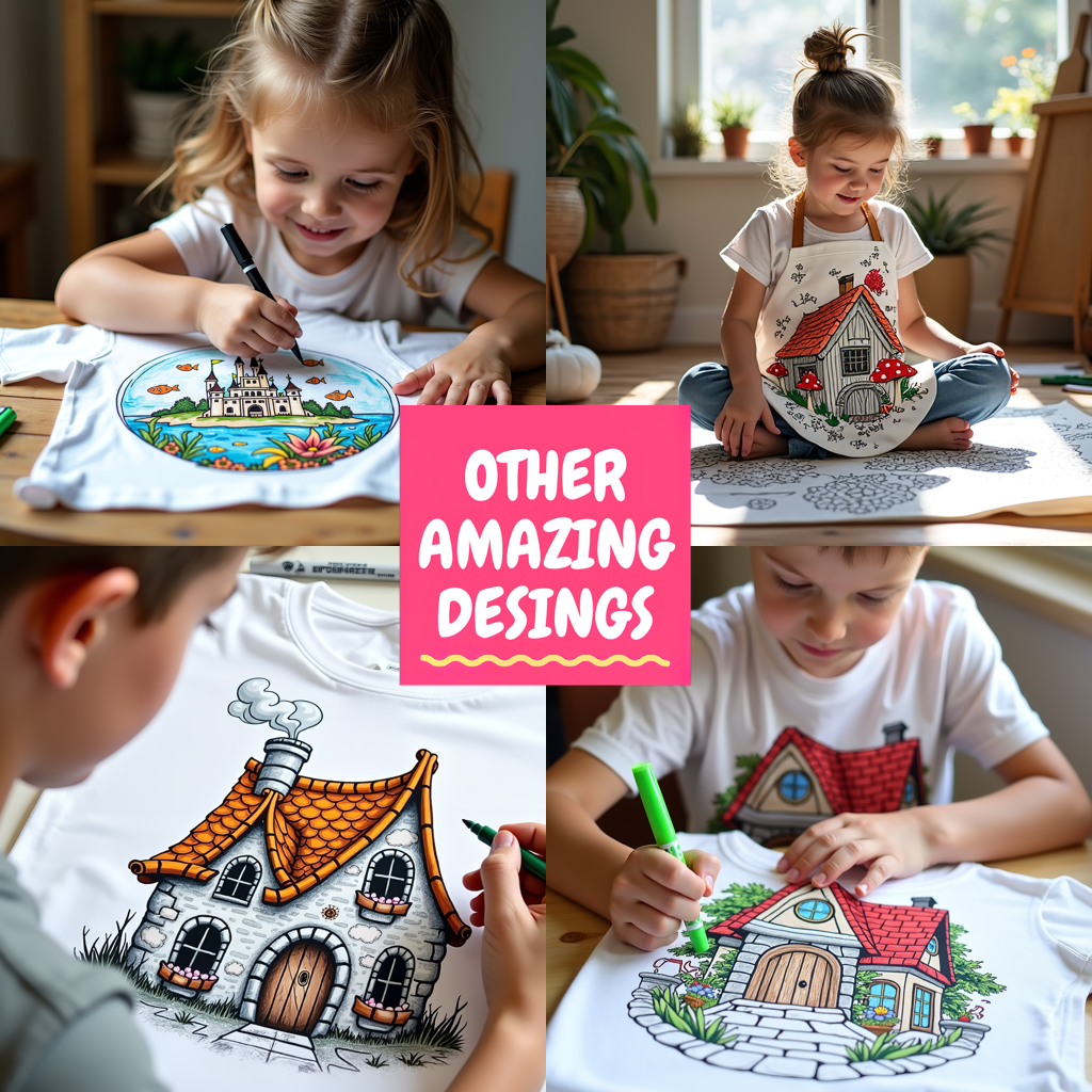 Unisex T-shirt Coloring Kit with 10 Fabric Markers - Egyptian Architecture