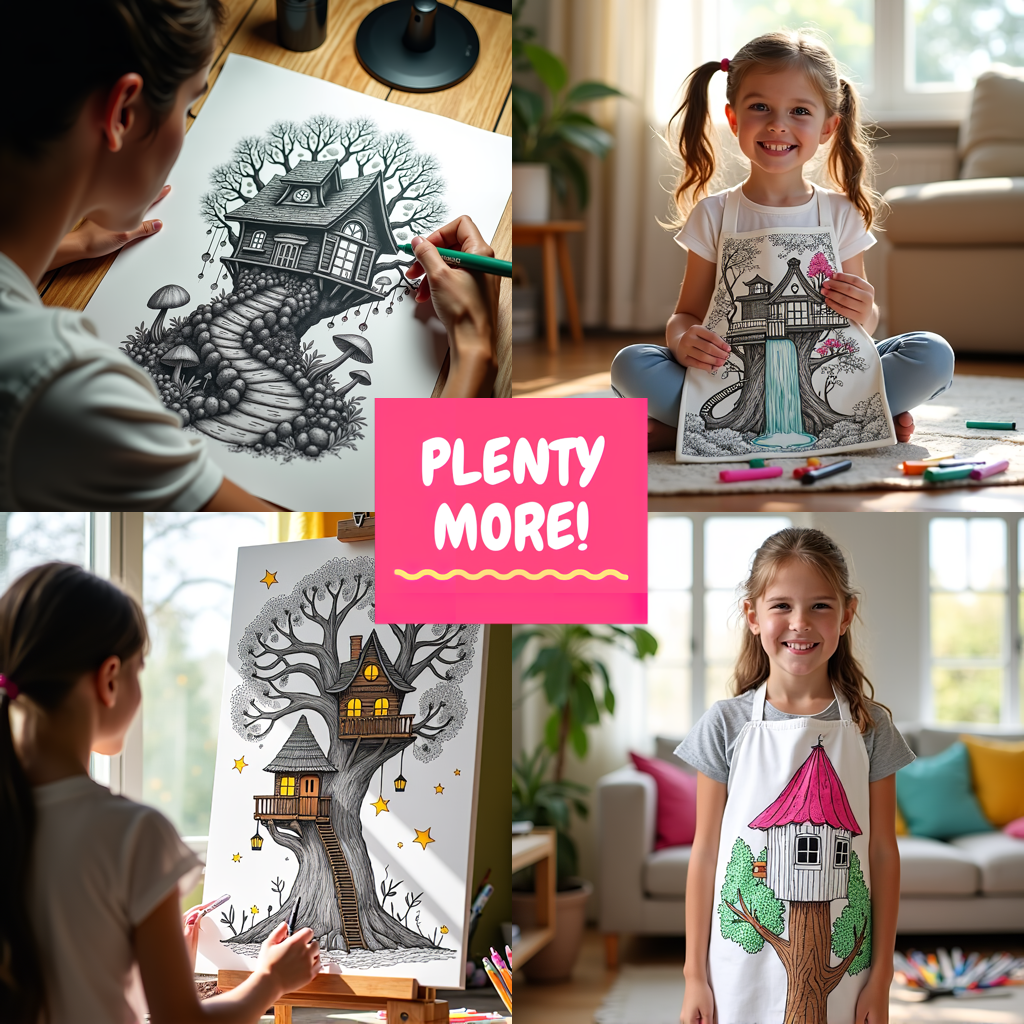 Adult Sweatshirt Coloring Kit with 10 Fabric Markers - Fantasy Treehouse