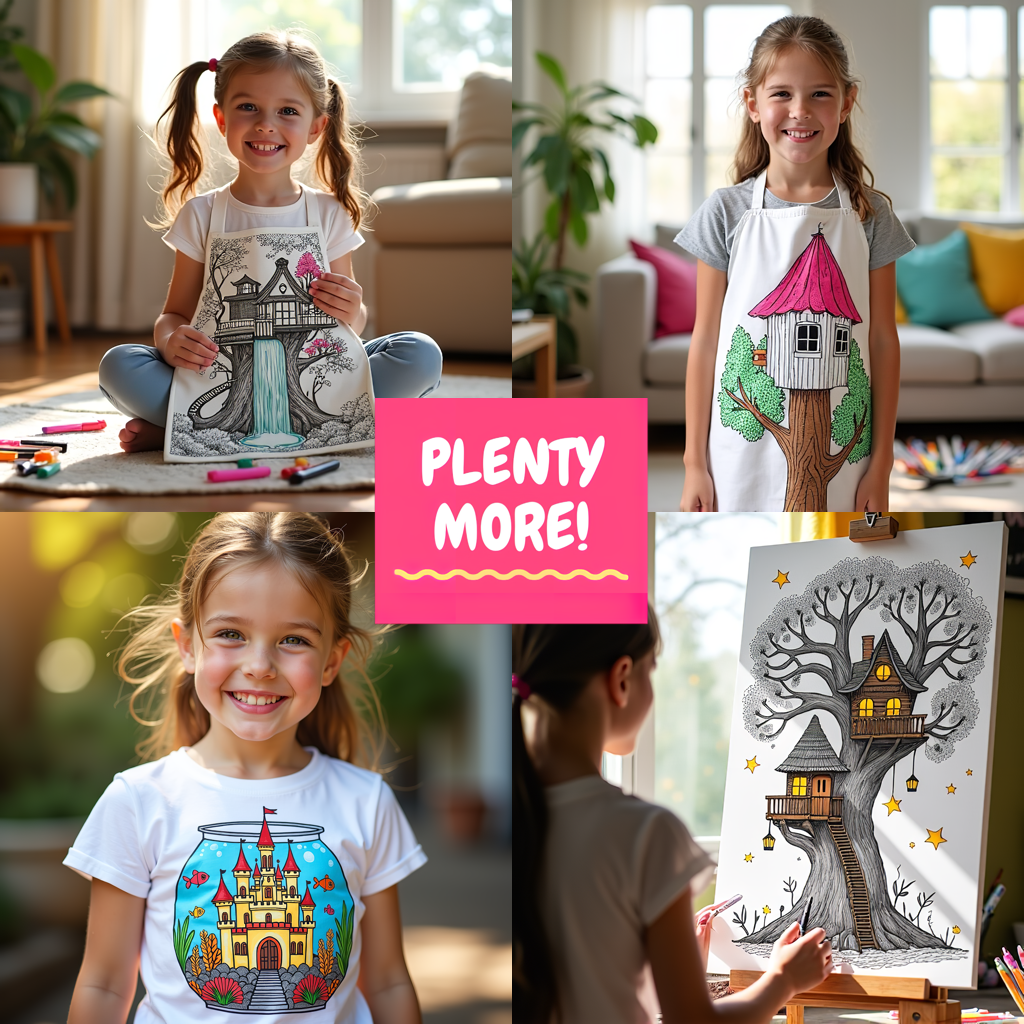 Kid's T-shirt Coloring Kit with 10 Fabric Markers - Fantasy Treehouse