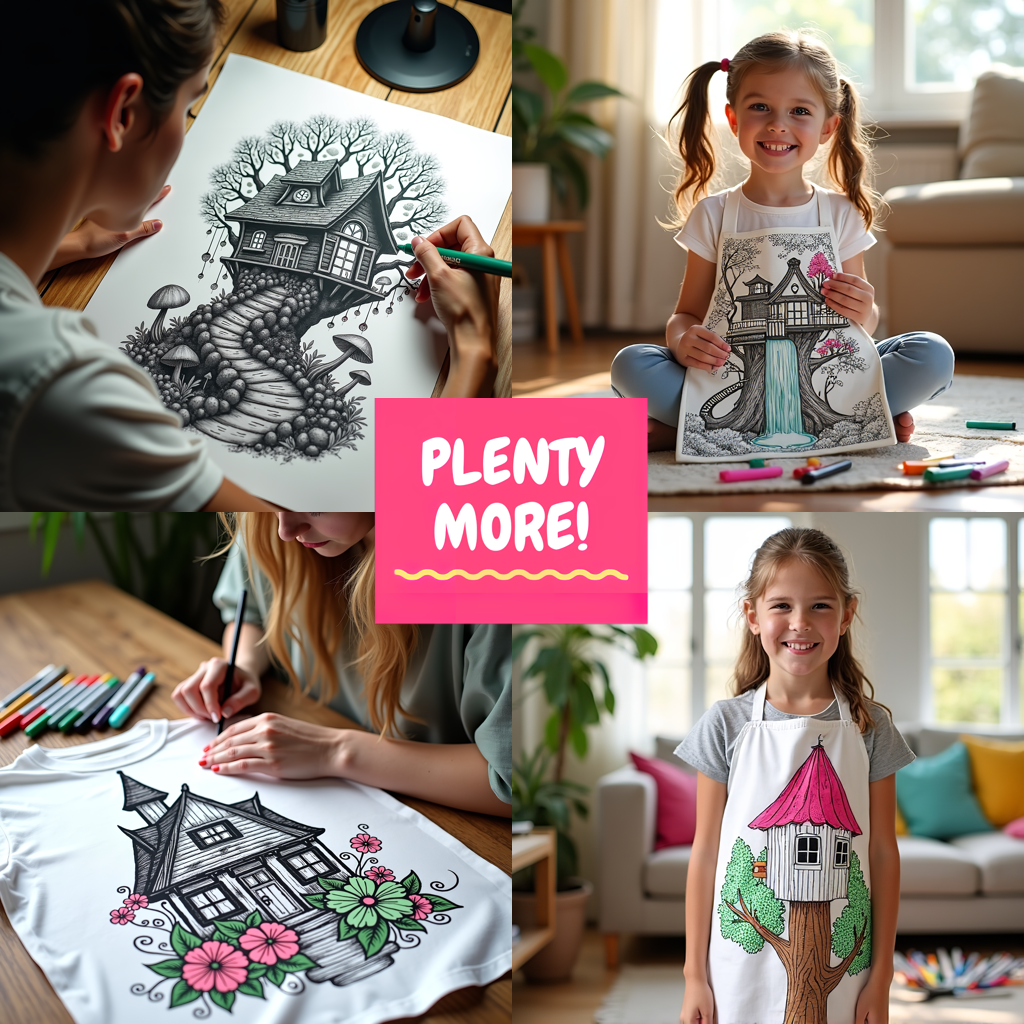 Unisex T-shirt Coloring Kit with 10 Fabric Markers - Fantasy Treehouse