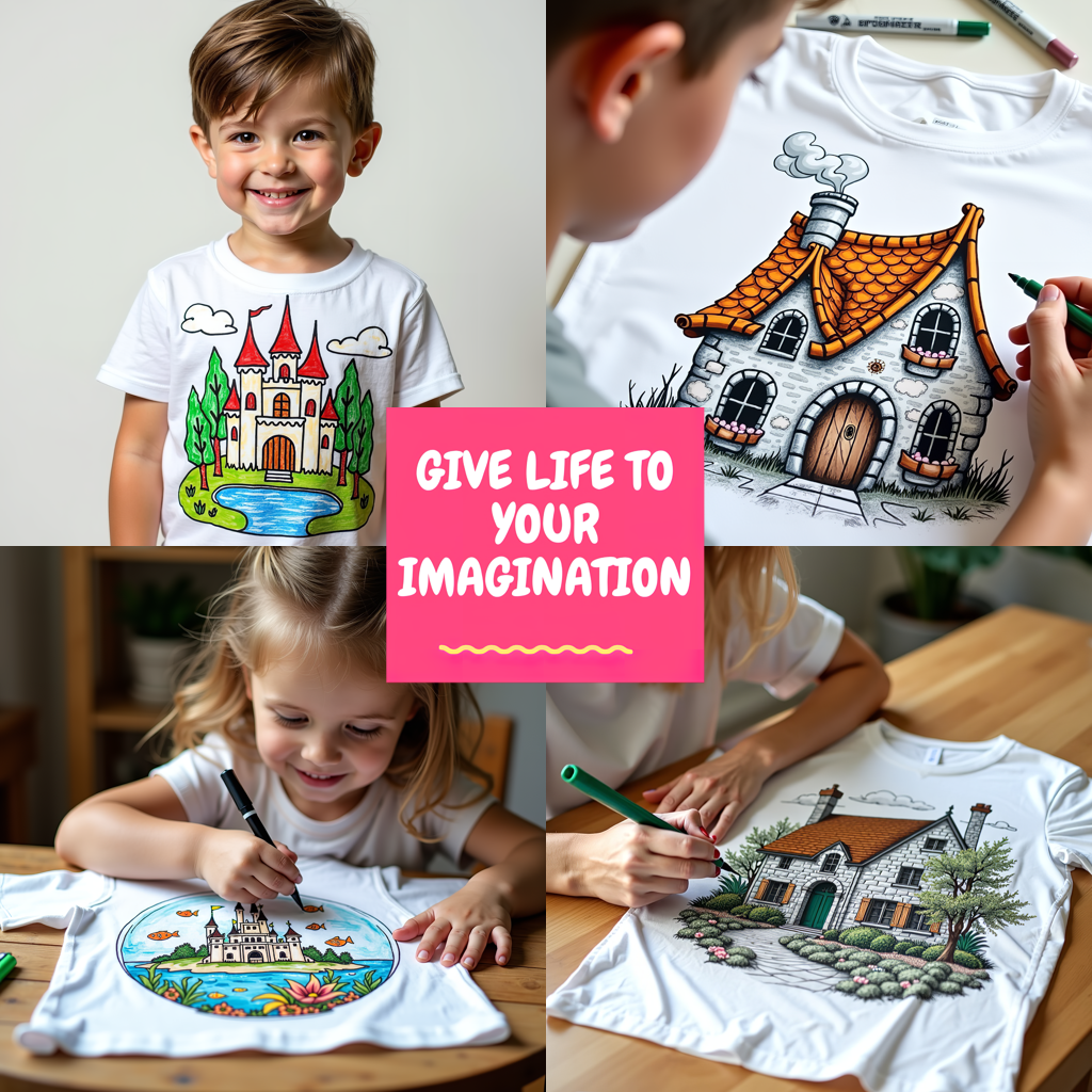 Kid's T-shirt Coloring Kit with 10 Fabric Markers - Dining Hall