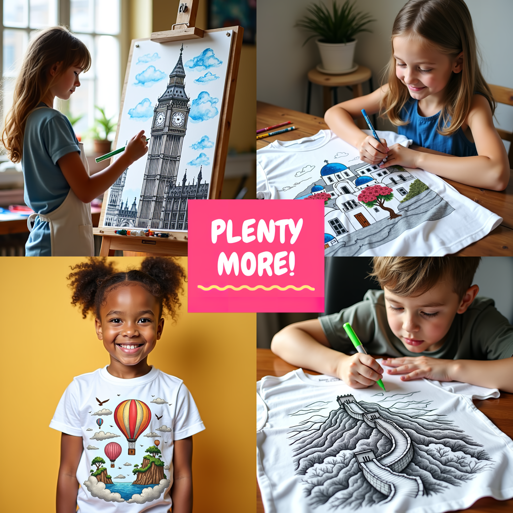 Kid's T-shirt Coloring Kit with 10 Fabric Markers - Big Ben