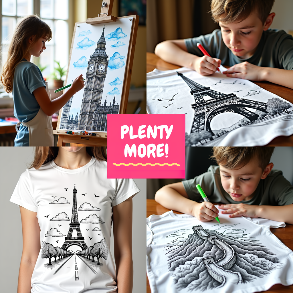 Unisex T-shirt Coloring Kit with 10 Fabric Markers - Big Ben