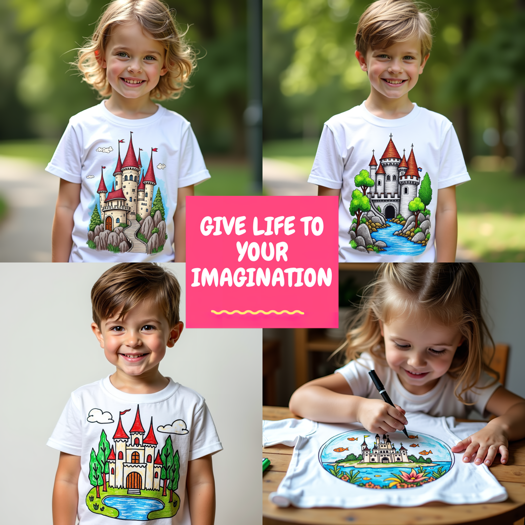 Kid's T-shirt Coloring Kit with 10 Fabric Markers - Pyramids