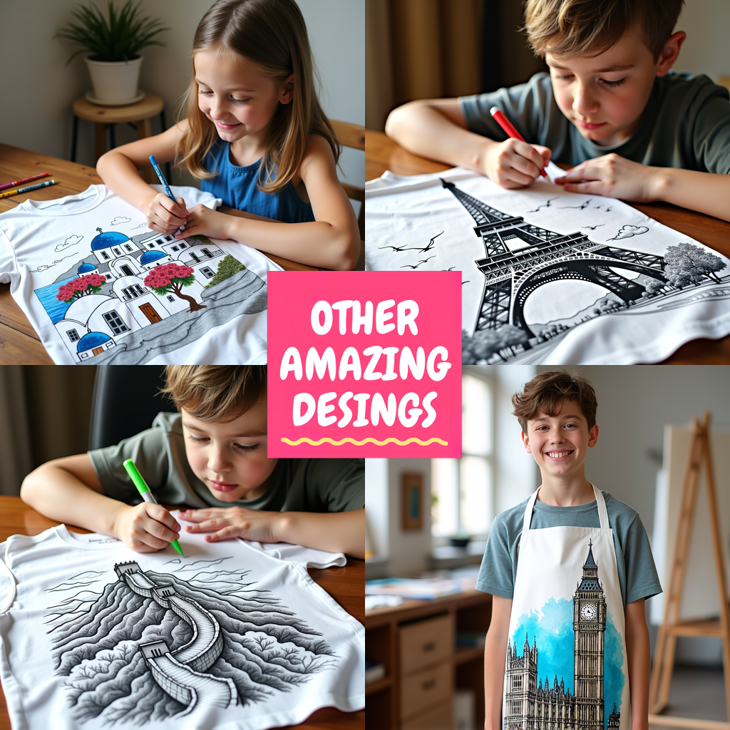 Kid's T-shirt Coloring Kit with 10 Fabric Markers - Pyramids of Egypt