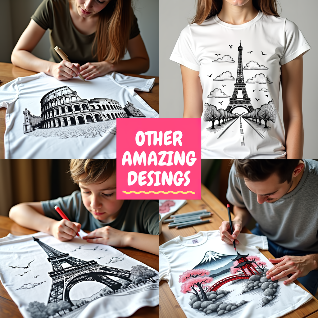 Adult Sweatshirt Coloring Kit with 10 Fabric Markers - City Exploration