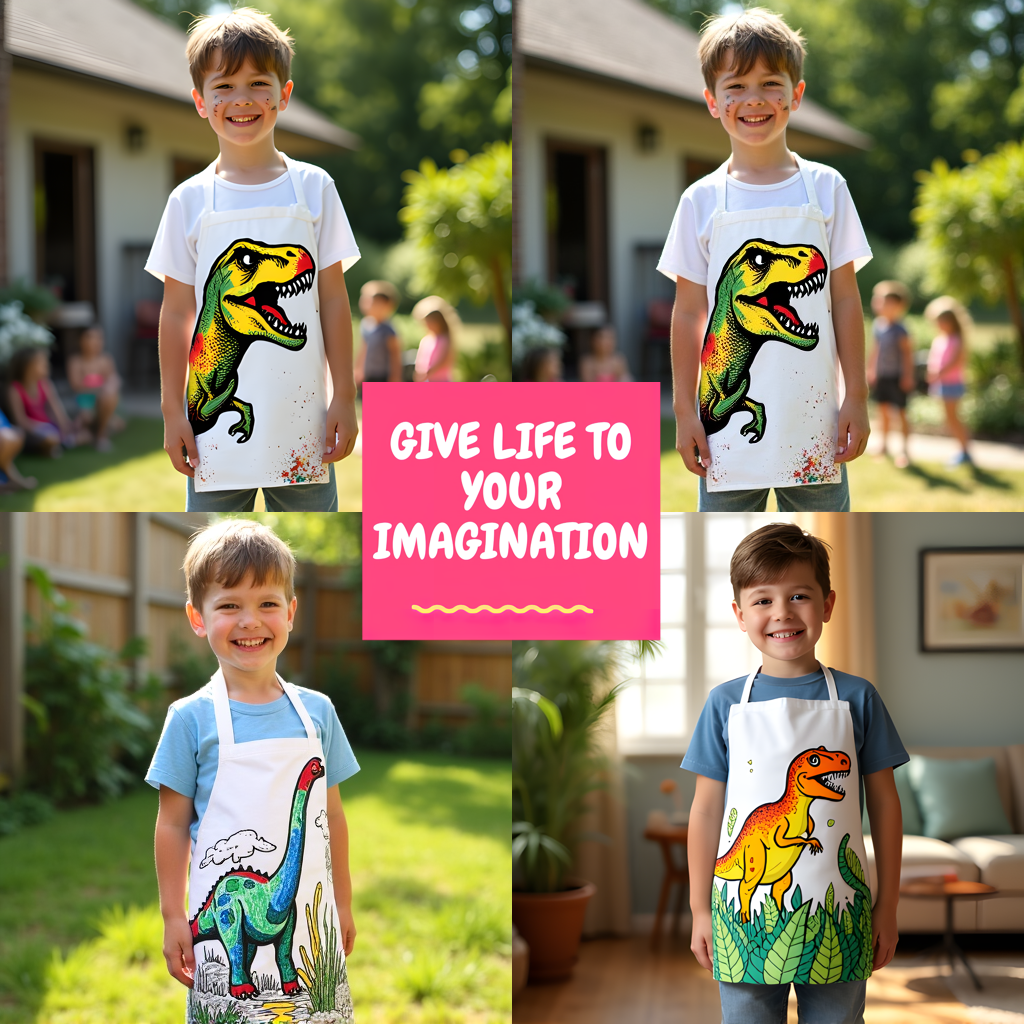 Apron Coloring Kit with 10 Fabric Markers - Tyrannosaurus Rex