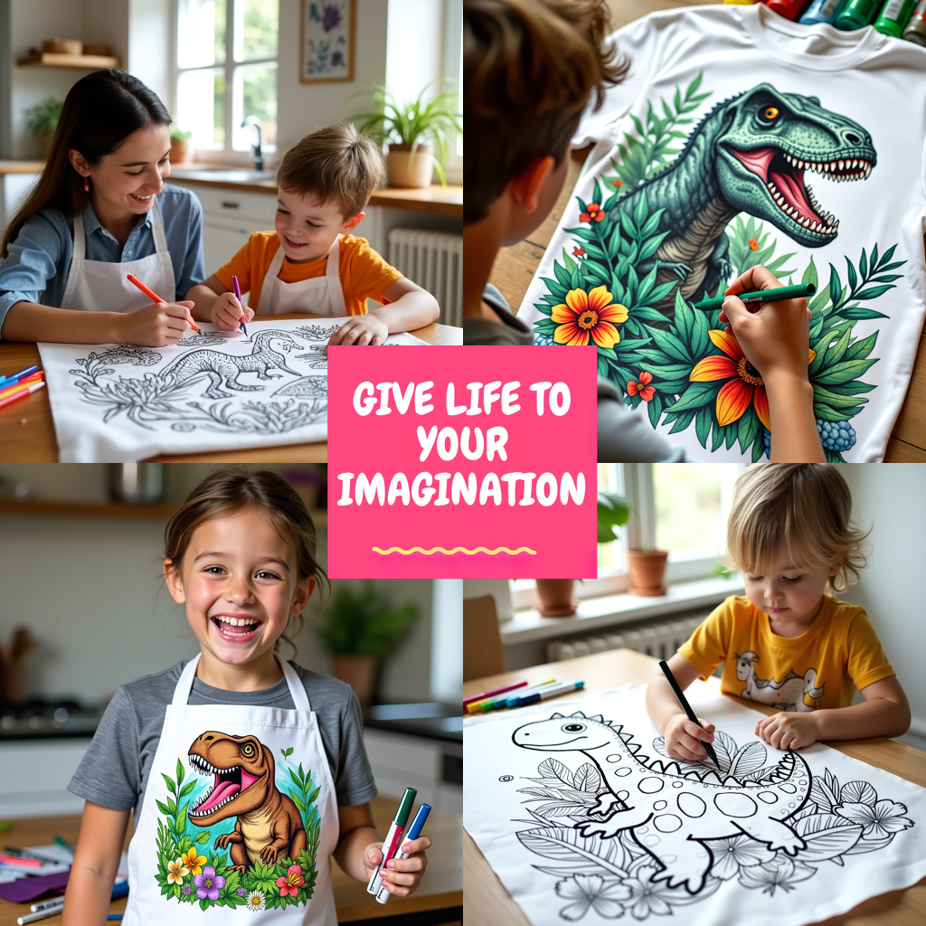 Indoor Wall Tapestries Coloring Kit with 10 Fabric Markers - Tyrannosaurus Rex