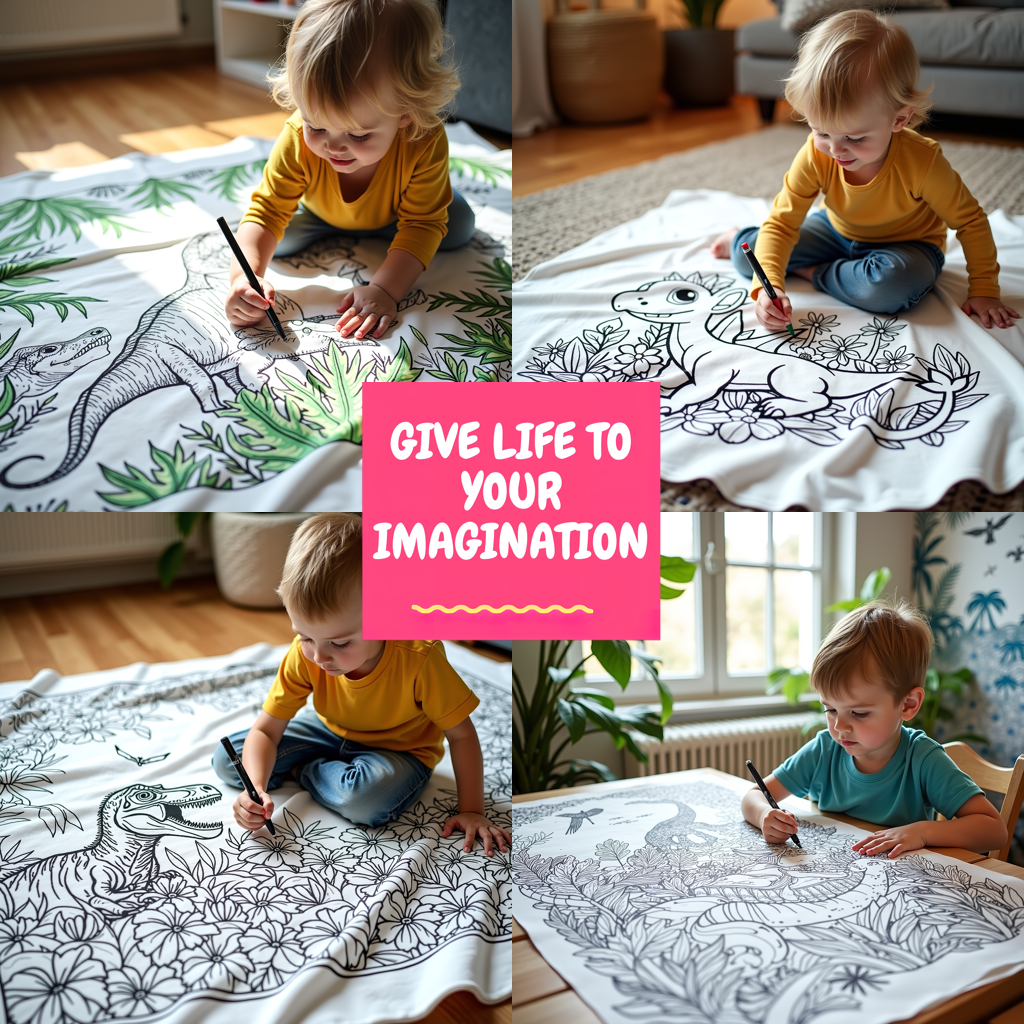 Blanket Coloring Kit with 10 Fabric Markers - Tyrannosaurus Rex