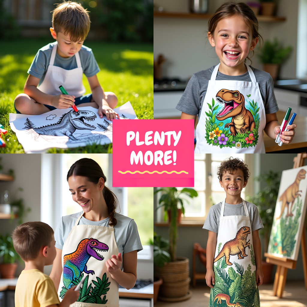 Apron Coloring Kit with 10 Fabric Markers - T-Rex