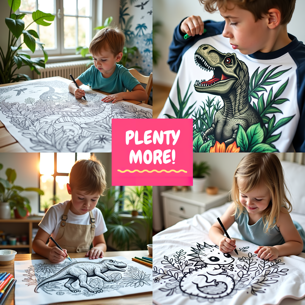 FREE Dinosaur Coloring Page - Printable T-Rex with Flowers and Leaves Download