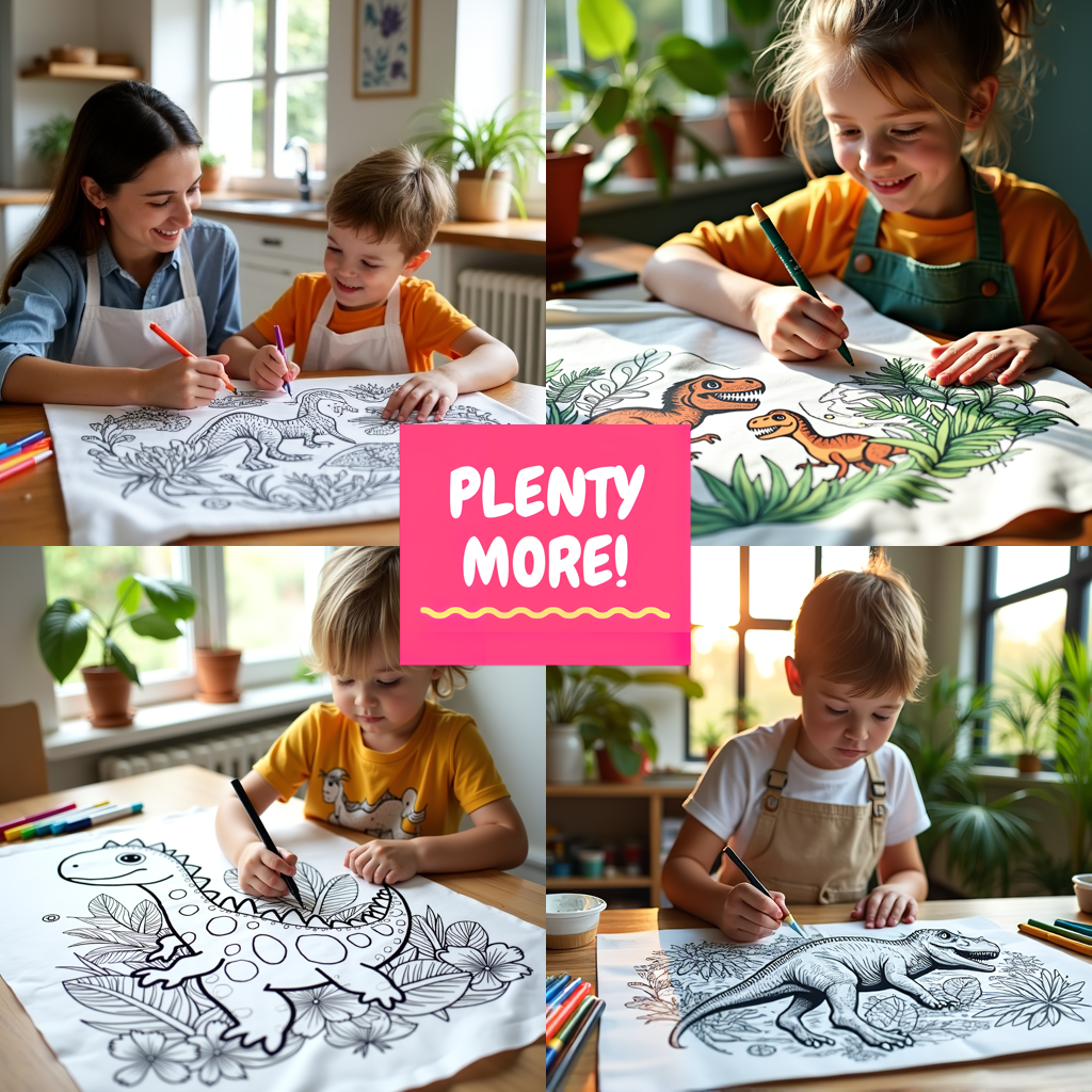 Indoor Wall Tapestries Coloring Kit with 10 Fabric Markers - T-Rex
