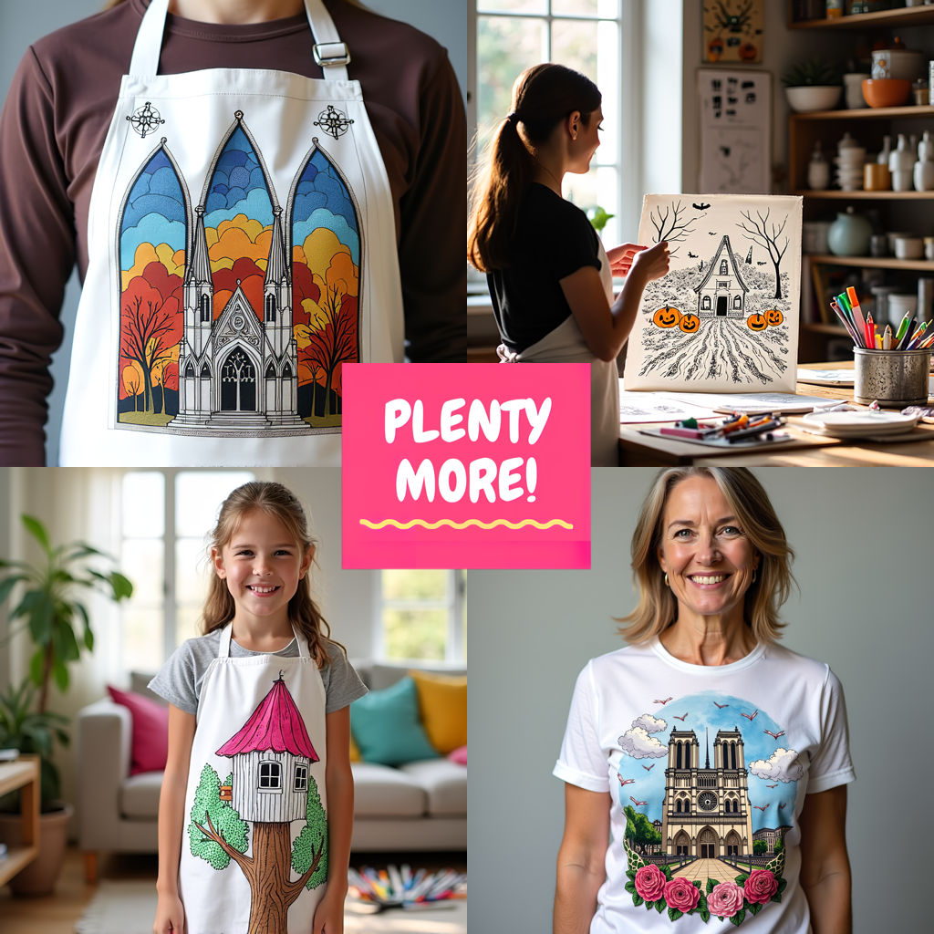 Apron Coloring Kit with 10 Fabric Markers - Underwater Castle