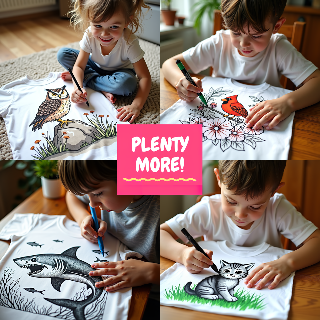 Kid's T-shirt Coloring Kit with 10 Fabric Markers - Kingfisher