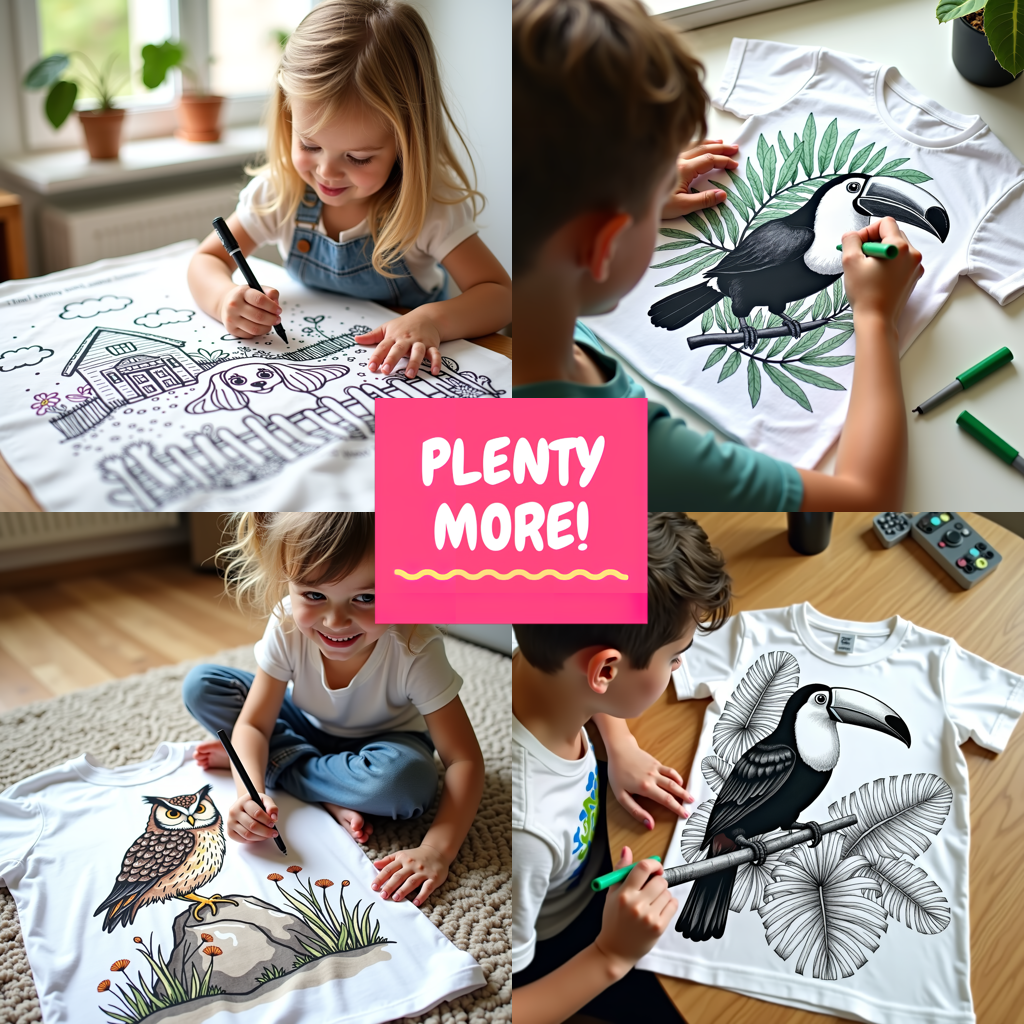 Kid's T-shirt Coloring Kit with 10 Fabric Markers - Flamingos