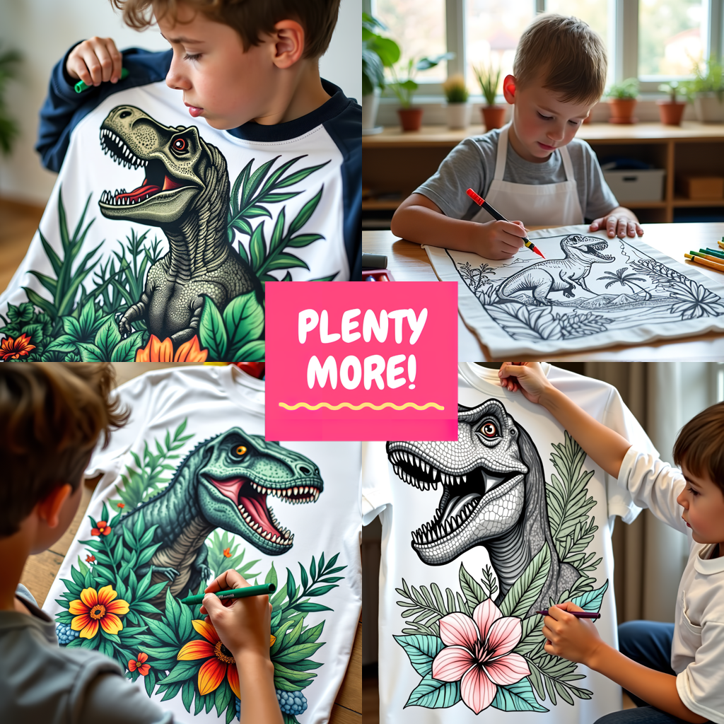 Adult Sweatshirt Coloring Kit with 10 Fabric Markers - T-Rex