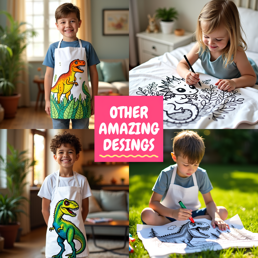 Unisex T-shirt Coloring Kit with 10 Fabric Markers - Tyrannosaurus Rex