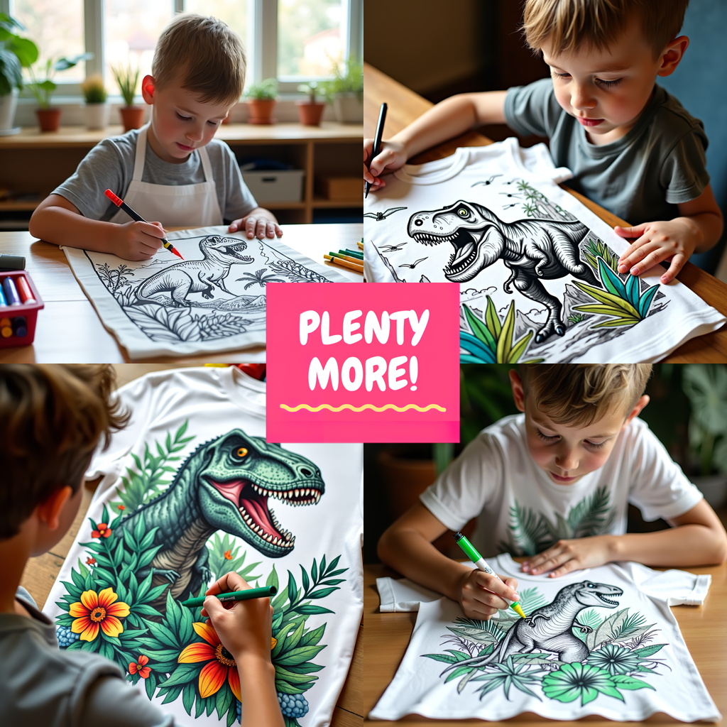 Adult Sweatshirt Coloring Kit with 10 Fabric Markers - Tyrannosaurus Rex