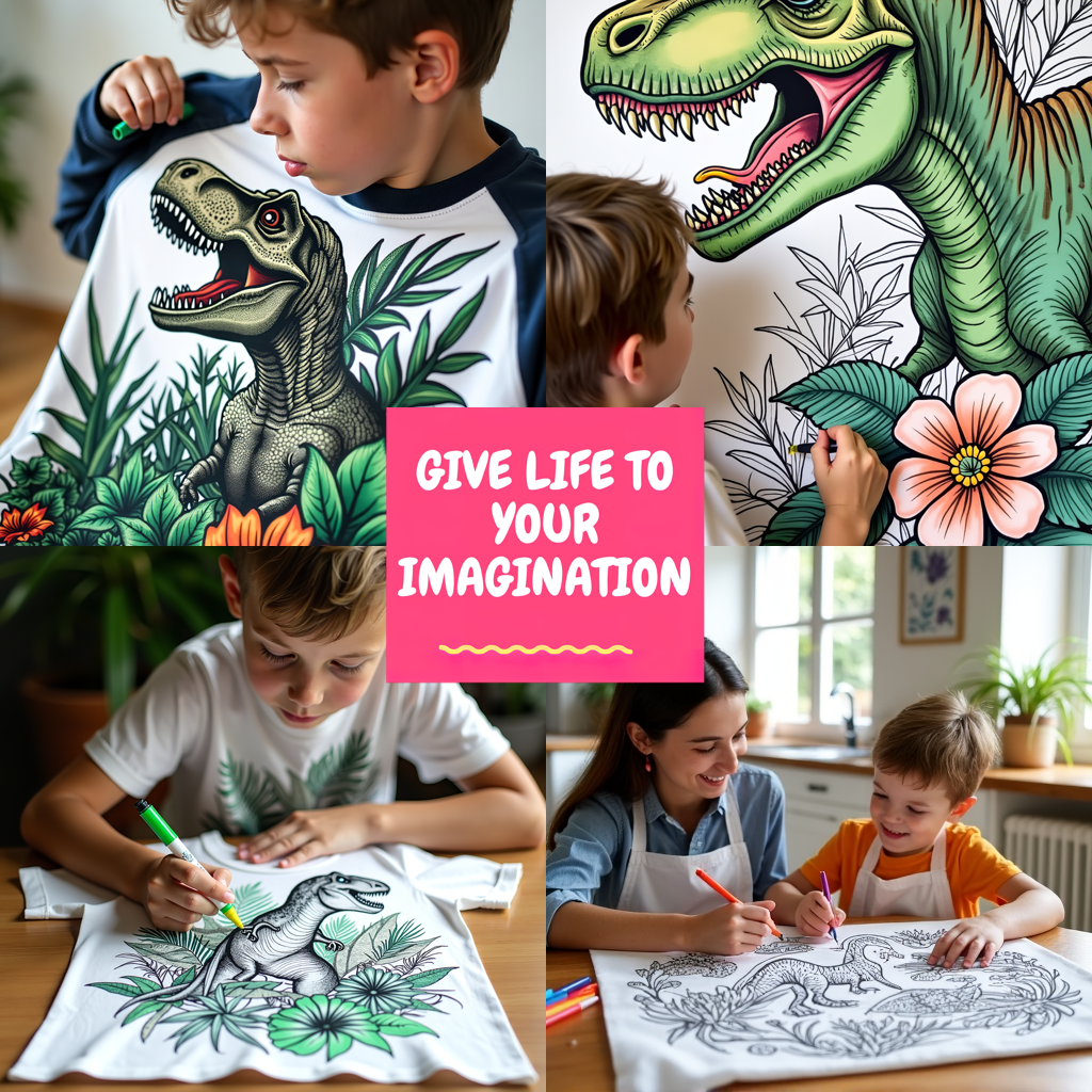 Adult Sweatshirt Coloring Kit with 10 Fabric Markers - T-Rex