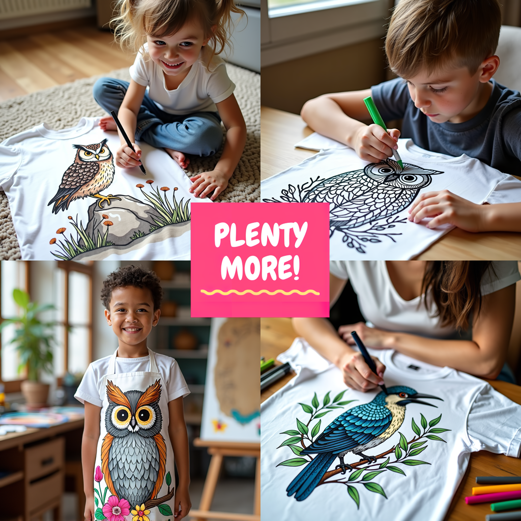 Unisex T-shirt Coloring Kit with 10 Fabric Markers - Owl