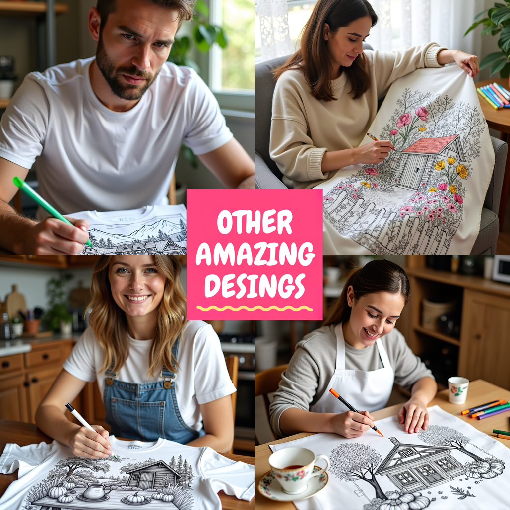 Adult Sweatshirt Coloring Kit with 10 Fabric Markers - Japanese House