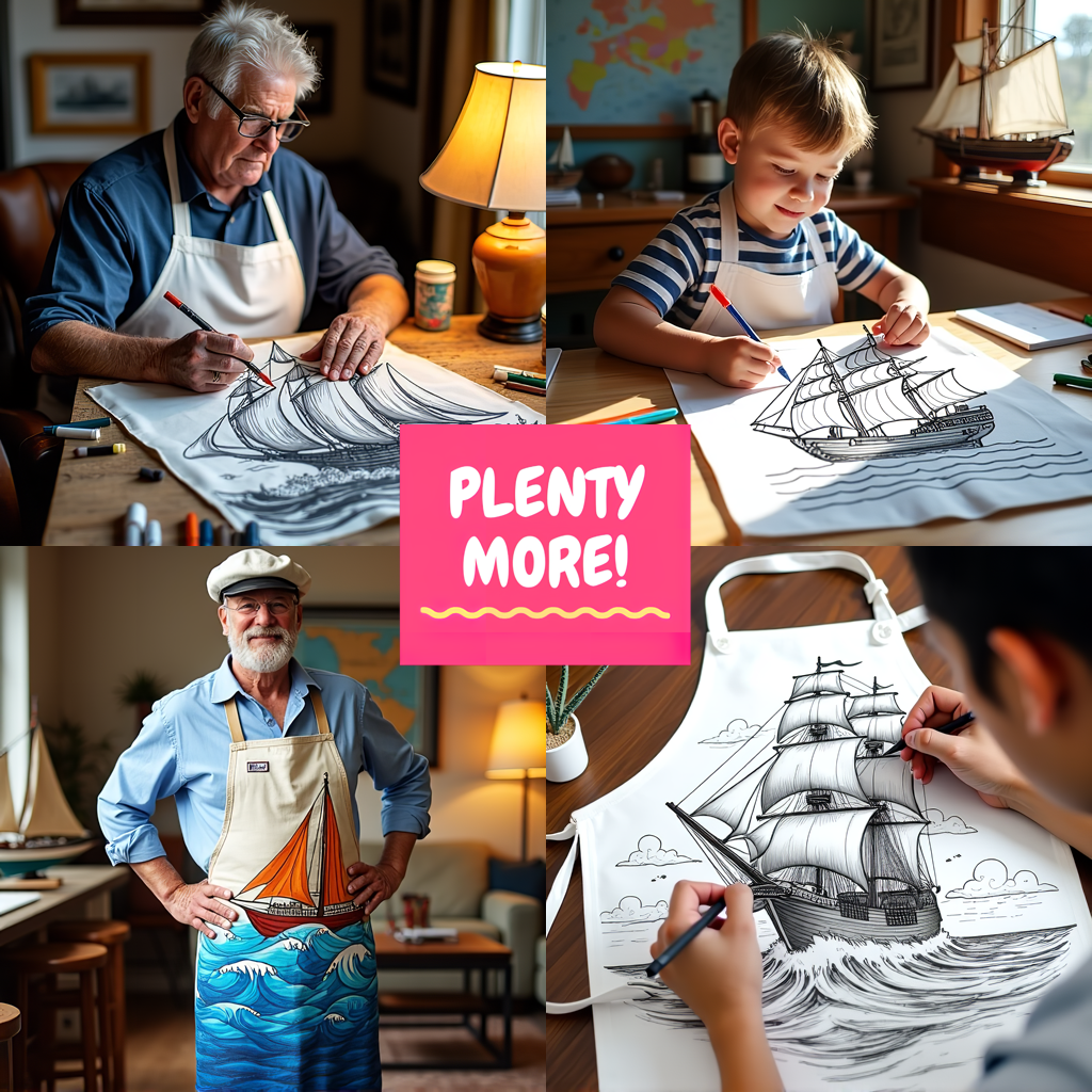 Indoor Wall Tapestries Coloring Kit with 10 Fabric Markers - Sailing Ship