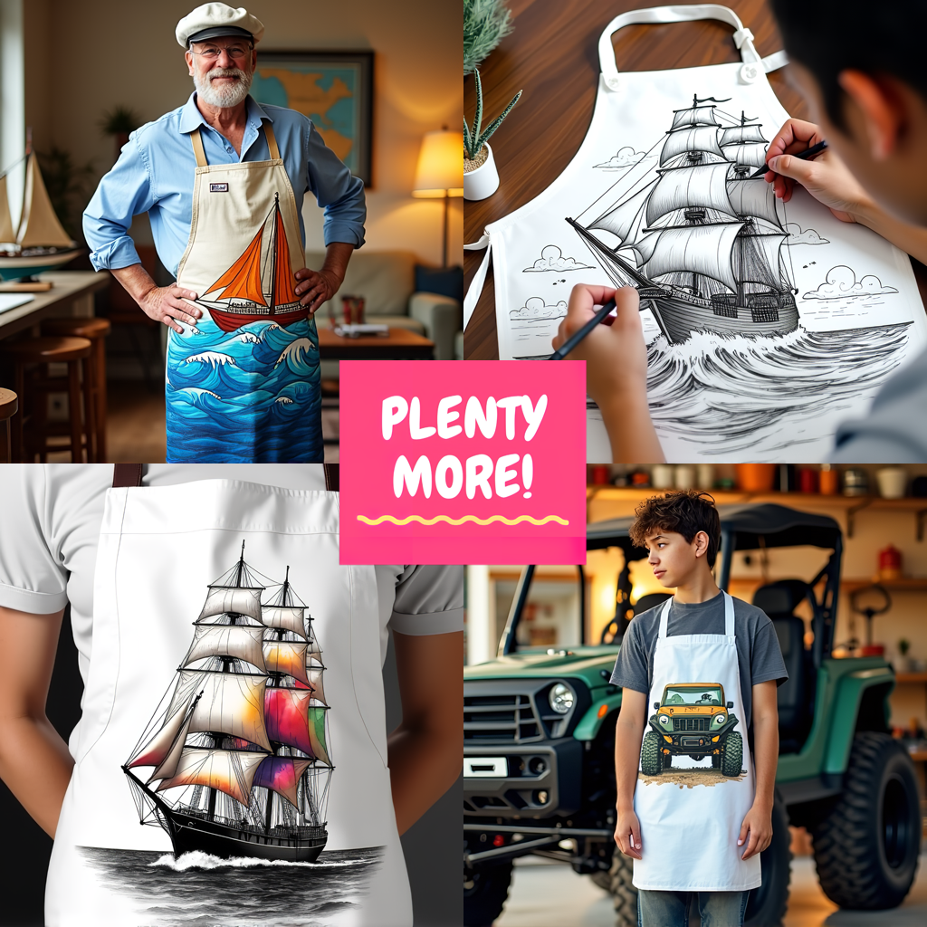 Apron Coloring Kit with 10 Fabric Markers - Sports Car